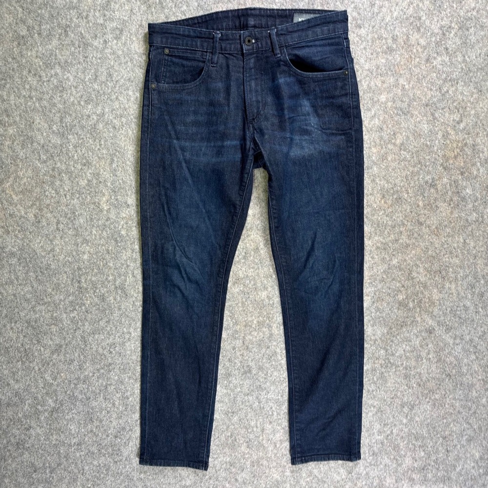 BONOBOS Mens Jeans 30x30 Dark Wash Tailored Fit‎ Blend Distressed Puckering